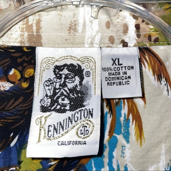 Kennington LTD Island Print Button Down Short Sleeve Slim Fit Size XL - Picture 2 of 7